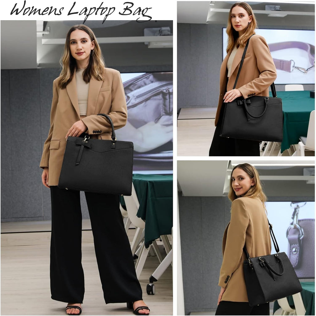 Women's Laptop Tote Bag with Shoulder Strap Multiple Compartments and Padded - Image 29
