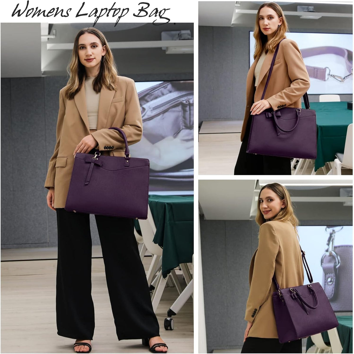 Women's Laptop Tote Bag with Shoulder Strap Multiple Compartments and Padded - Image 35