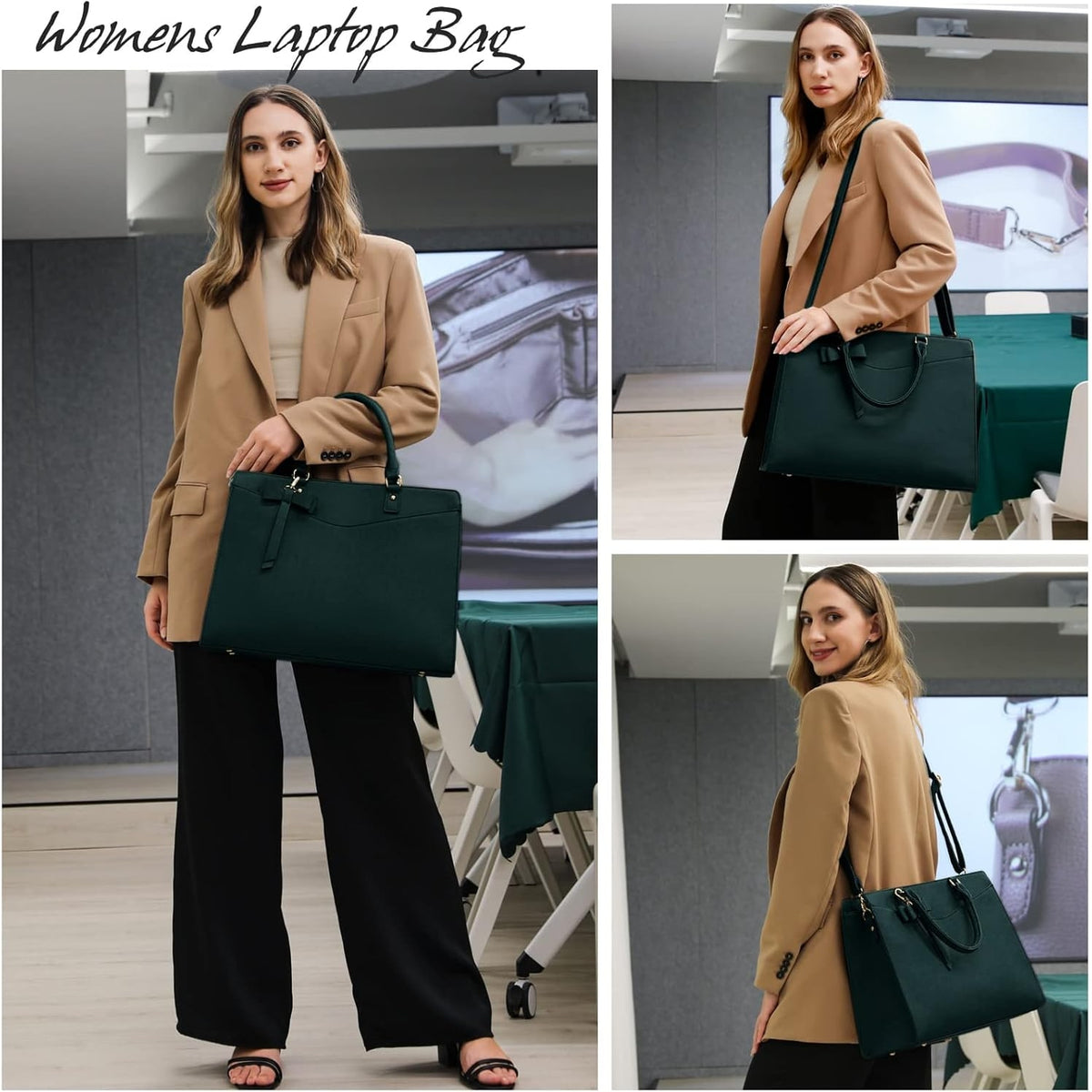 Women's Laptop Tote Bag with Shoulder Strap Multiple Compartments and Padded - Image 5