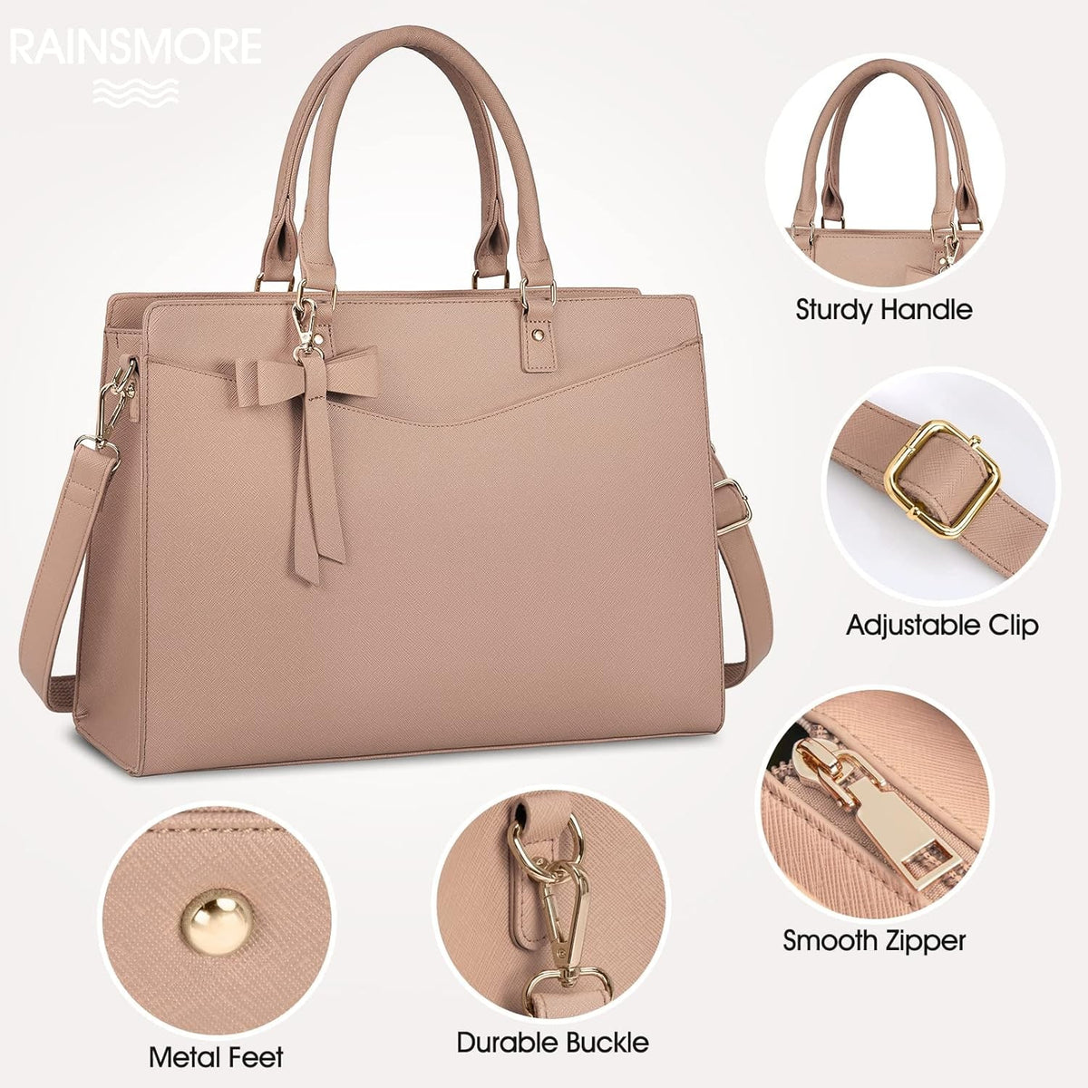 Women's Laptop Tote Bag with Shoulder Strap Multiple Compartments and Padded - Image 8