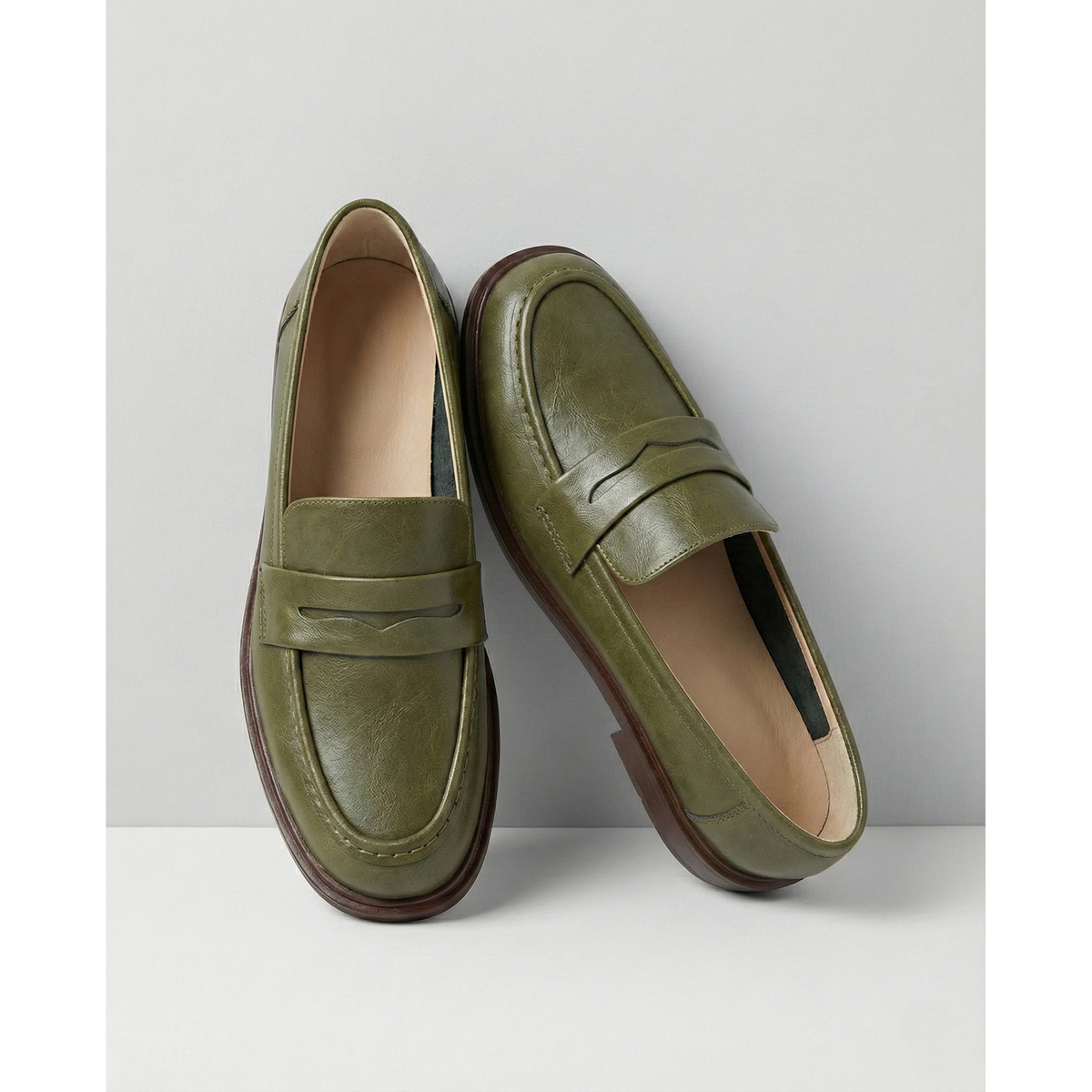 Women's Penny Loafers with Smooth Leather Round Toe and Low Block Heel - Image 4