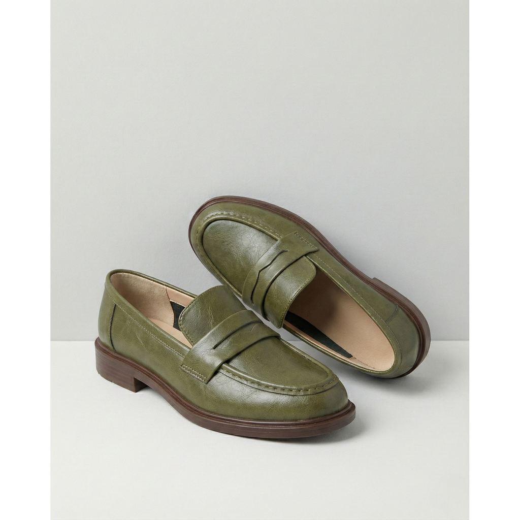 Women's Penny Loafers with Smooth Leather Round Toe and Low Block Heel - Image 5