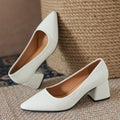 Women's Pointed Toe Block Heel Pumps with Leather Upper and Padded Insole - Image 5