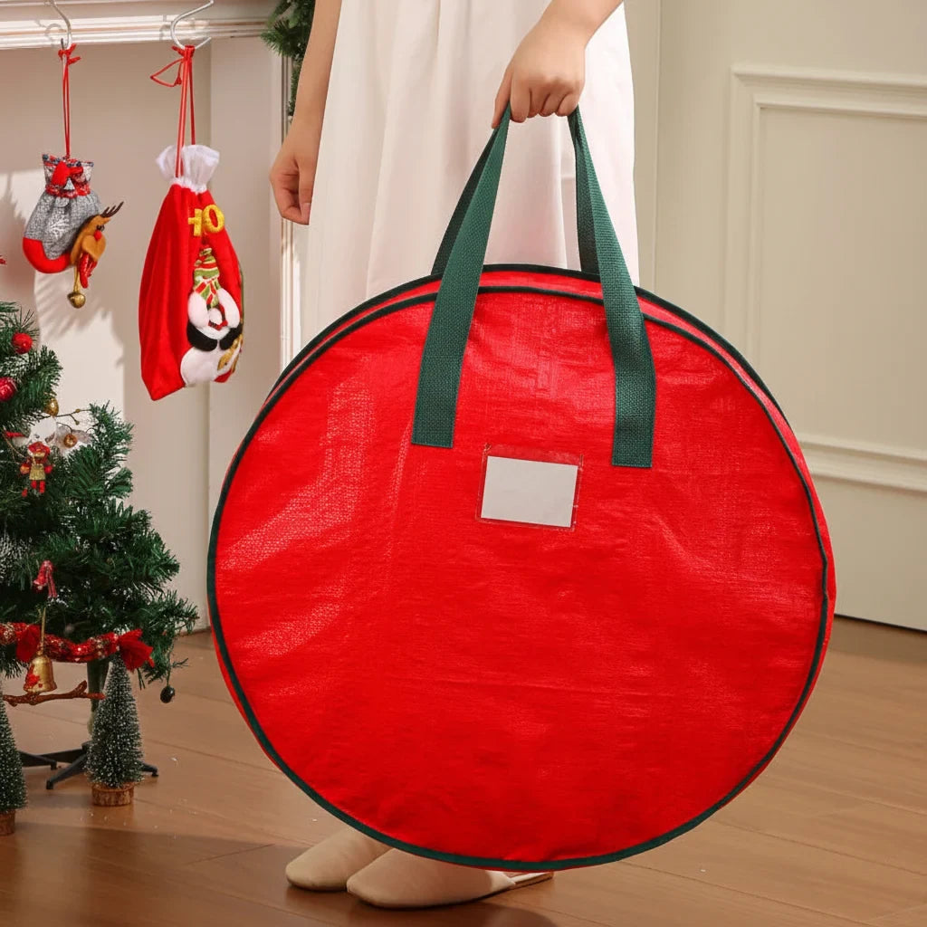 Wreath Storage Bag with Dual Zipper Closure and Handles for Christmas Decoration Organization - Image 7