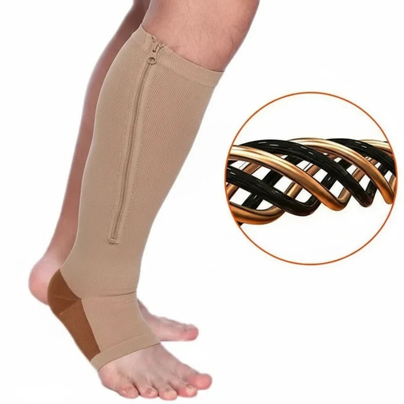 Zipper Compression Socks with Open Toe and Knee High Length for Graduated Support - Image 6